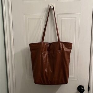 Elegant Brown Leather like Tote Bag